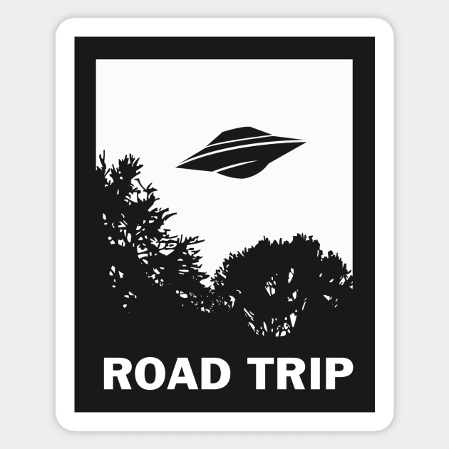 UFO Road Trip Sticker by dumbshirts